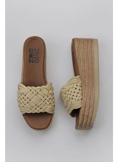 Bueno Shoes Sarı Deri Kadın Espadril Terlik 01wu6118 - Görsel 2