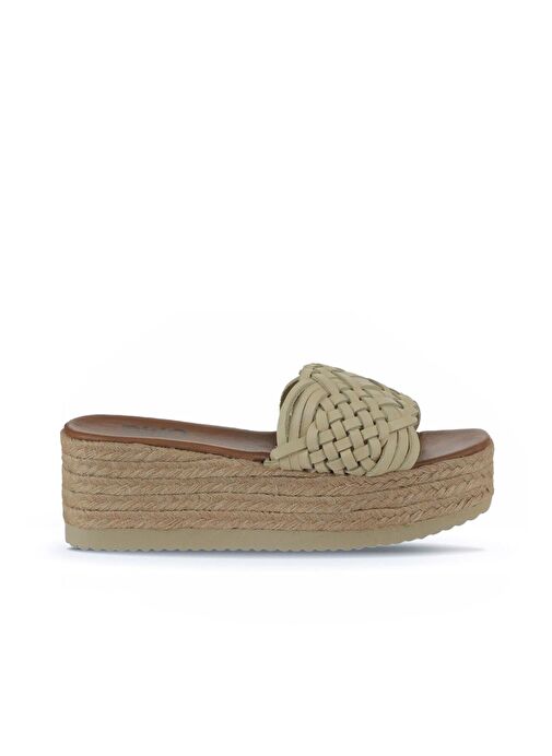 Bueno Shoes Sarı Deri Kadın Espadril Terlik 01wu6118 - Görsel 3