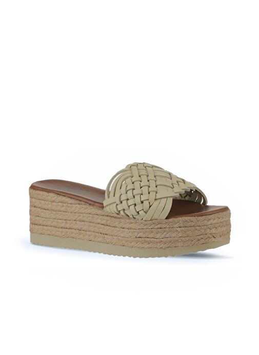 Bueno Shoes Sarı Deri Kadın Espadril Terlik 01wu6118 - Görsel 4