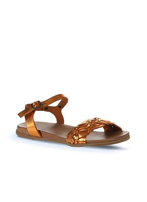 Bueno Shoes Turuncu Parlak Deri Kadın Sandalet 01wu4262 - Görsel 4