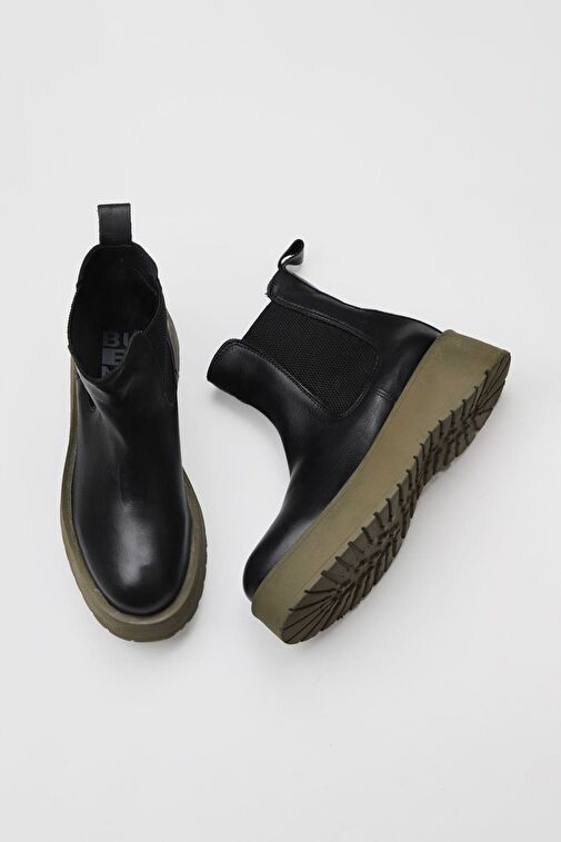 Bueno Shoes Siyah Deri Kadın Dolgu Topuklu Bot 01wv1300 - Görsel 2