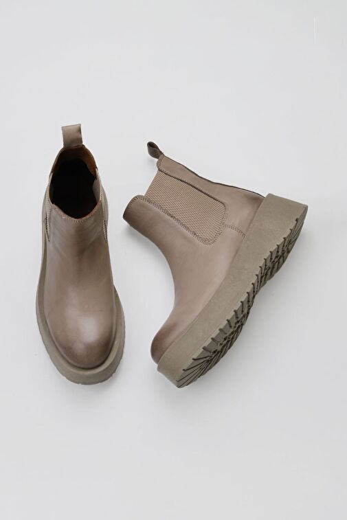 Bueno Shoes Vizon Açık Deri Kadın Dolgu Topuklu Bot 01wv1300 - Görsel 2