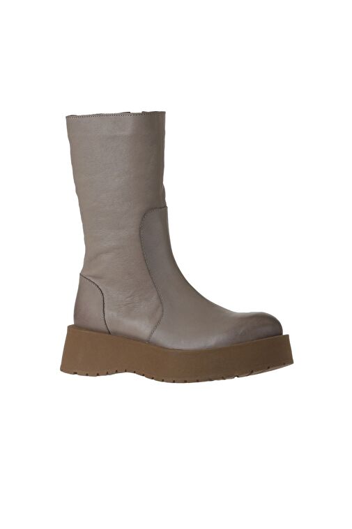 Bueno Shoes Vizon Açık Deri Kadın Dolgu Topuklu Bot 01wv1302 - Görsel 3