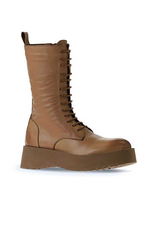 Bueno Shoes Taba Açık Deri Kadın Dolgu Topuklu Bot 01wv1303 - Görsel 3