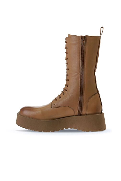 Bueno Shoes Taba Açık Deri Kadın Dolgu Topuklu Bot 01wv1303 - Görsel 4