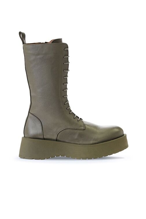 Bueno Shoes Haki Deri Kadın Dolgu Topuklu Bot 01wv1303 - Görsel 2