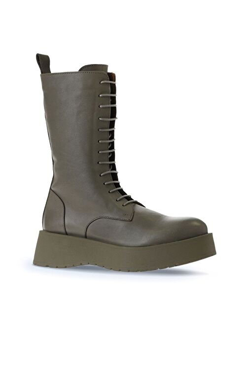 Bueno Shoes Haki Deri Kadın Dolgu Topuklu Bot 01wv1303 - Görsel 3