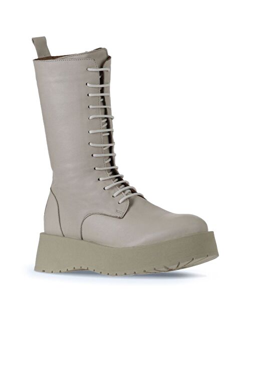 Bueno Shoes Bej Deri Kadın Dolgu Topuklu Bot 01wv1303 - Görsel 3