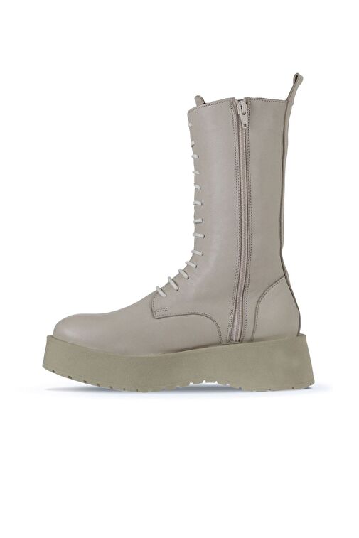 Bueno Shoes Bej Deri Kadın Dolgu Topuklu Bot 01wv1303 - Görsel 4