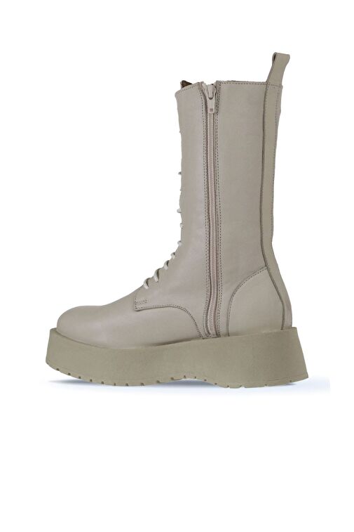 Bueno Shoes Bej Deri Kadın Dolgu Topuklu Bot 01wv1303 - Görsel 5