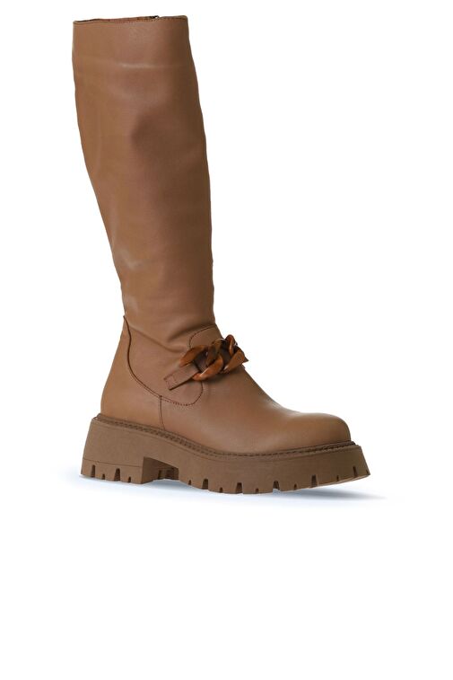 Bueno Shoes Taba Açık Deri Kadın Düz Çizme 01wv3119 - Görsel 4