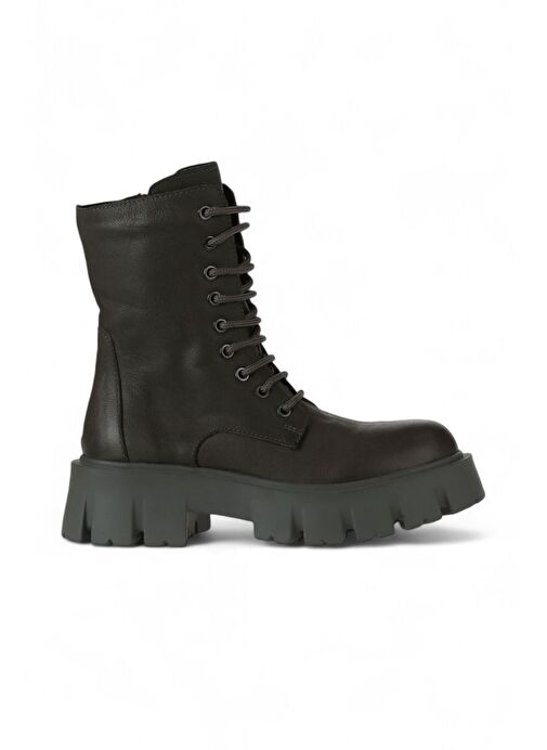 Bueno Shoes Haki Deri Kadın Dolgu Topuklu Bot 01wv4601 - Görsel 2