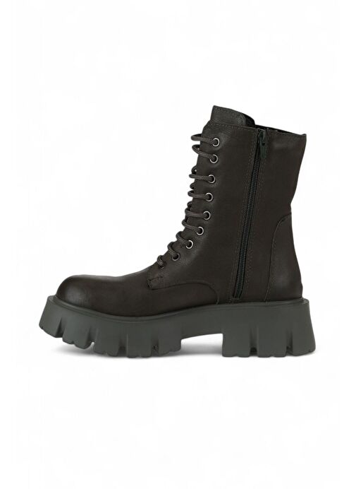 Bueno Shoes Haki Deri Kadın Dolgu Topuklu Bot 01wv4601 - Görsel 4