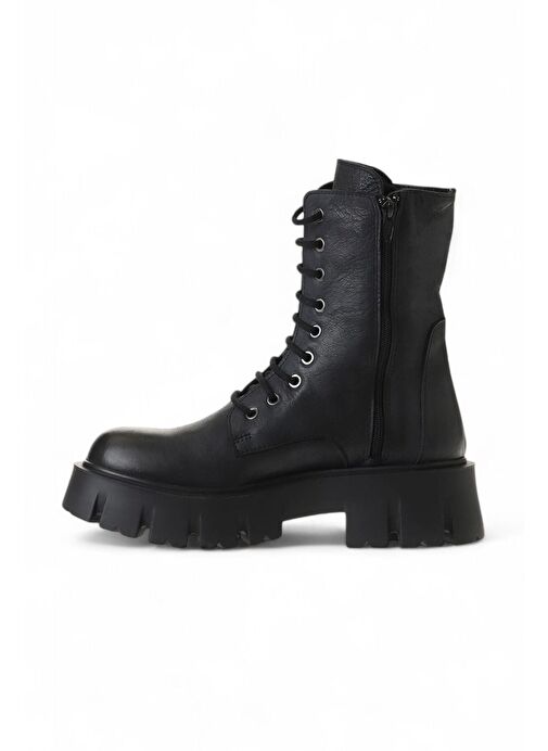 Bueno Shoes Siyah Deri Kadın Dolgu Topuklu Bot 01wv4601 - Görsel 4
