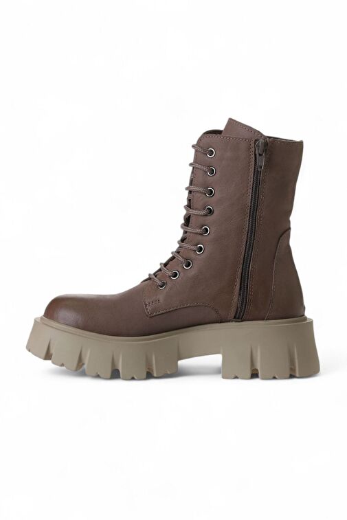 Bueno Shoes Vizon Deri Kadın Dolgu Topuklu Bot 01wv4601 - Görsel 4