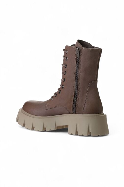 Bueno Shoes Vizon Deri Kadın Dolgu Topuklu Bot 01wv4601 - Görsel 5