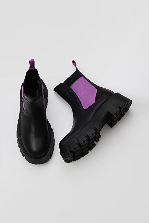 Bueno Shoes Siyah Multi Deri Kadın Düz Bot 01wv4613 - Görsel 2