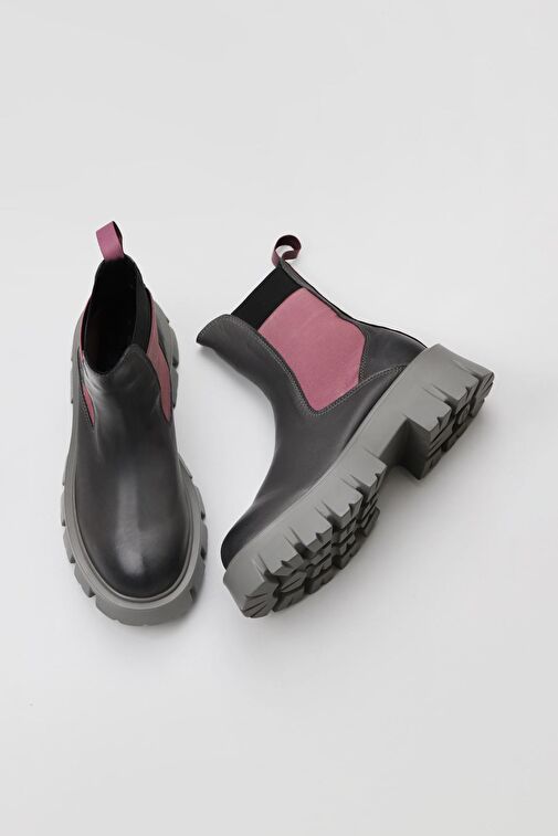 Bueno Shoes Gri Multi Deri Kadın Düz Bot 01wv4613 - Görsel 2