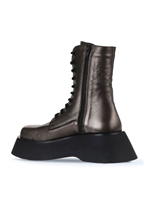 Bueno Shoes Gri Deri Kadın Dolgu Topuklu Bot 01wv5103 - Görsel 5