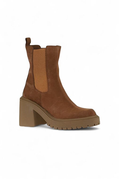 Bueno Shoes Taba Açık Süet Kadın Topuklu Bot 01wv5400 - Görsel 3