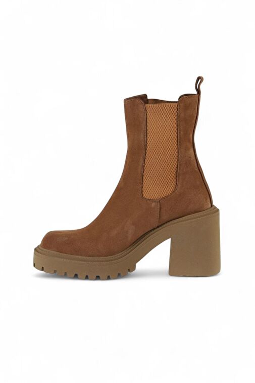 Bueno Shoes Taba Açık Süet Kadın Topuklu Bot 01wv5400 - Görsel 4
