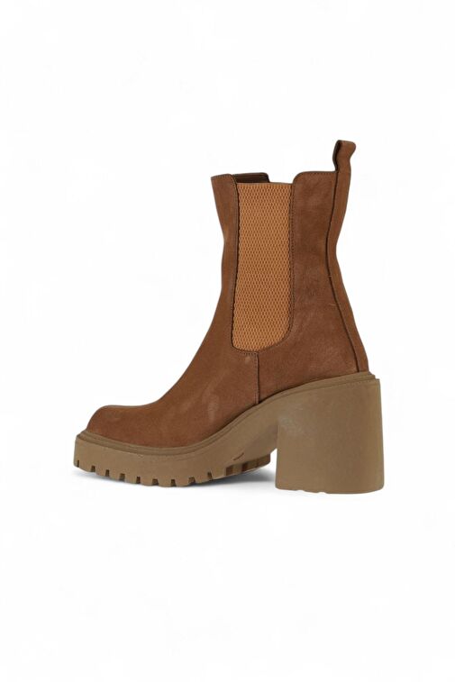 Bueno Shoes Taba Açık Süet Kadın Topuklu Bot 01wv5400 - Görsel 5