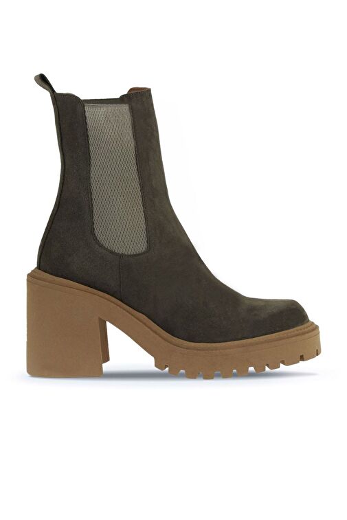 Bueno Shoes Haki Süet Kadın Topuklu Bot 01wv5400 - Görsel 2