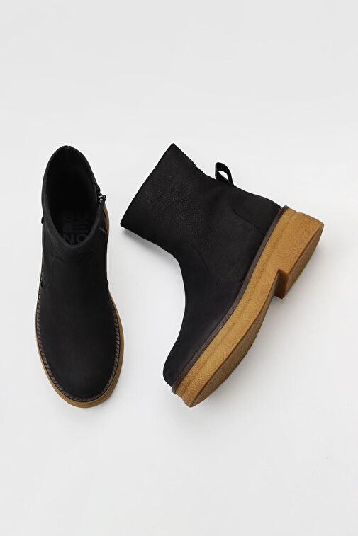 Bueno Shoes Siyah Nubuk Kadın Düz Bot 01wv0202 - Görsel 6