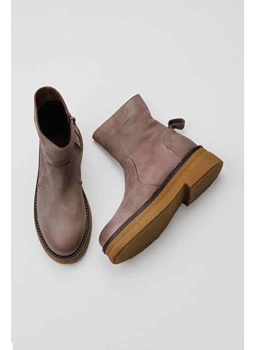 Bueno Shoes Bej Nubuk Kadın Düz Bot 01wv0202 - Görsel 4