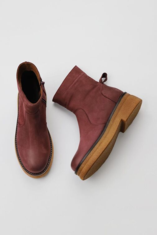 Bueno Shoes Bordo Koyu Nubuk Kadın Düz Bot 01wv0202 - Görsel 2