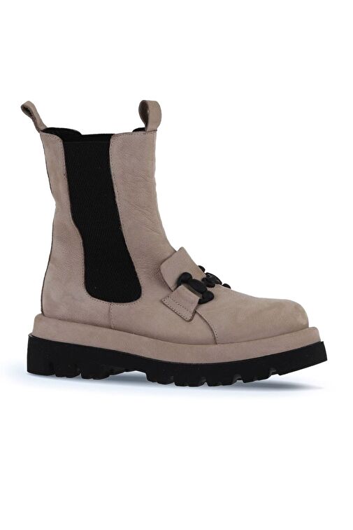 Bueno Shoes Vizon Nubuk Kadın Dolgu Topuklu Bot 01wv1003 - Görsel 3