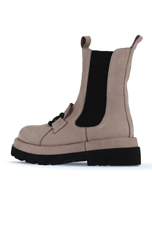 Bueno Shoes Vizon Nubuk Kadın Dolgu Topuklu Bot 01wv1003 - Görsel 5