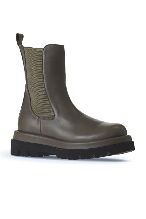 Bueno Shoes Haki Deri Kadın Düz Bot 01wv1007 - Görsel 3