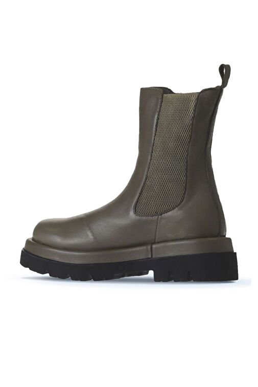Bueno Shoes Haki Deri Kadın Düz Bot 01wv1007 - Görsel 5