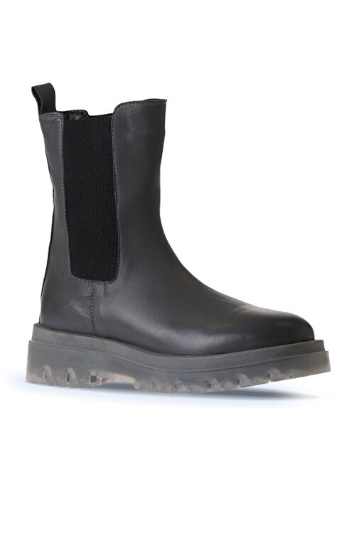 Bueno Shoes Gri Deri Kadın Dolgu Topuklu Bot 01wv1510 - Görsel 3