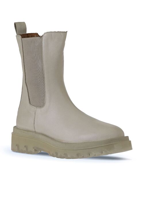 Bueno Shoes Bej Deri Kadın Dolgu Topuklu Bot 01wv1510 - Görsel 3