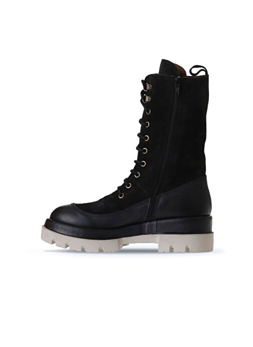 Bueno Shoes Siyah Deri-süet Kadın Dolgu Topuklu Bot 01wv2901 - Görsel 4