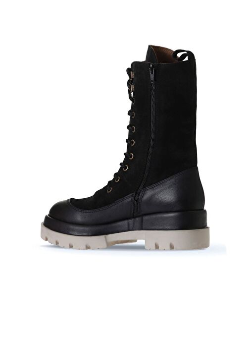 Bueno Shoes Siyah Deri-süet Kadın Dolgu Topuklu Bot 01wv2901 - Görsel 5