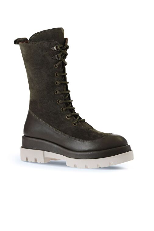 Bueno Shoes Haki Deri-süet Kadın Dolgu Topuklu Bot 01wv2901 - Görsel 3