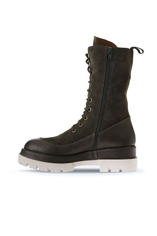 Bueno Shoes Haki Deri-süet Kadın Dolgu Topuklu Bot 01wv2901 - Görsel 4