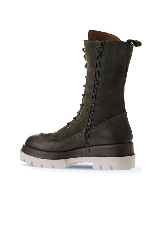 Bueno Shoes Haki Deri-süet Kadın Dolgu Topuklu Bot 01wv2901 - Görsel 5