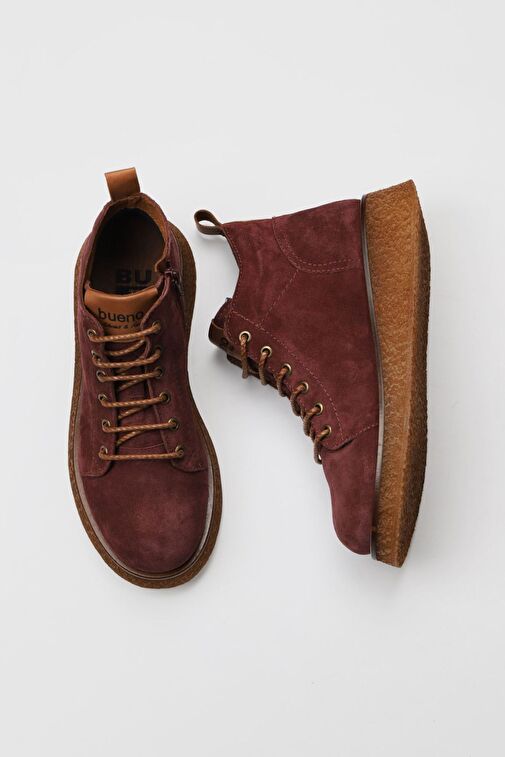 Bueno Shoes Bordo Süet Kadın Düz Bot 01wv5204 - Görsel 3