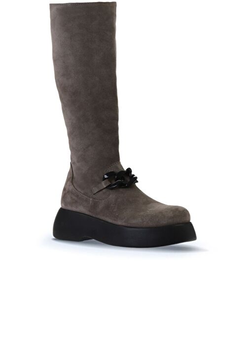 Bueno Shoes Vizon Süet Kadın Dolgu Topuklu Çizme 01wv5302 - Görsel 4