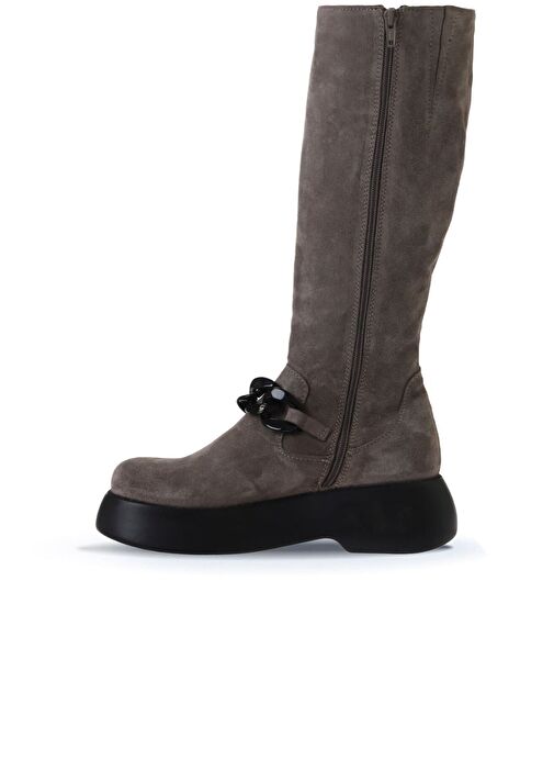 Bueno Shoes Vizon Süet Kadın Dolgu Topuklu Çizme 01wv5302 - Görsel 3