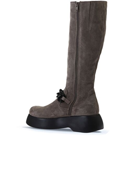 Bueno Shoes Vizon Süet Kadın Dolgu Topuklu Çizme 01wv5302 - Görsel 5