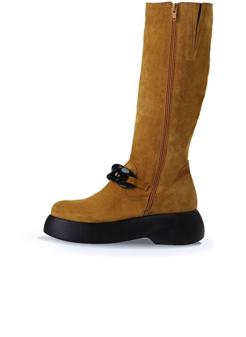 Bueno Shoes Sarı Süet Kadın Dolgu Topuklu Çizme 01wv5302 - Görsel 4