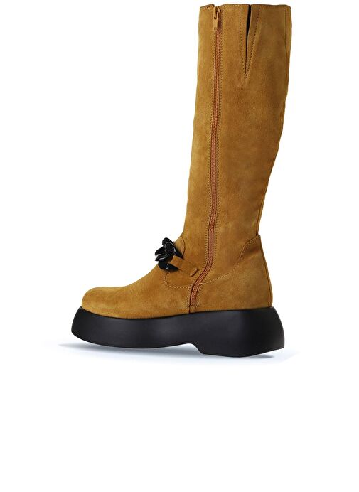 Bueno Shoes Sarı Süet Kadın Dolgu Topuklu Çizme 01wv5302 - Görsel 5