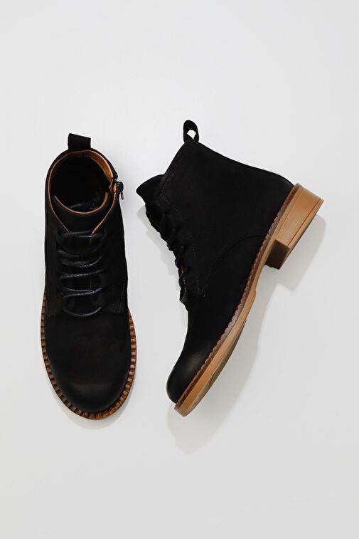 Bueno Shoes Siyah Nubuk Kadın Düz Bot 01wv6002 - Görsel 6