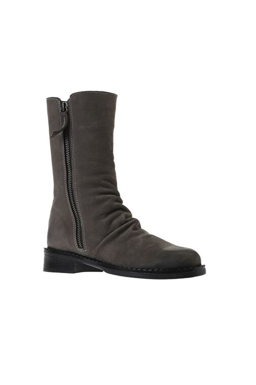 Bueno Shoes Gri Koyu Nubuk Kadın Düz Bot 01wv6009 - Görsel 3