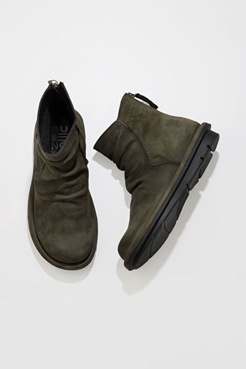 Bueno Shoes Haki Koyu Nubuk Kadın Düz Bot 01wv7503 - Görsel 2